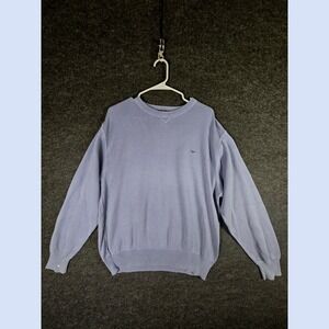 Vtg Faconnable Mens Blue Pima Cotton Crew Neck Pullover Sweater Minimalist Sz M